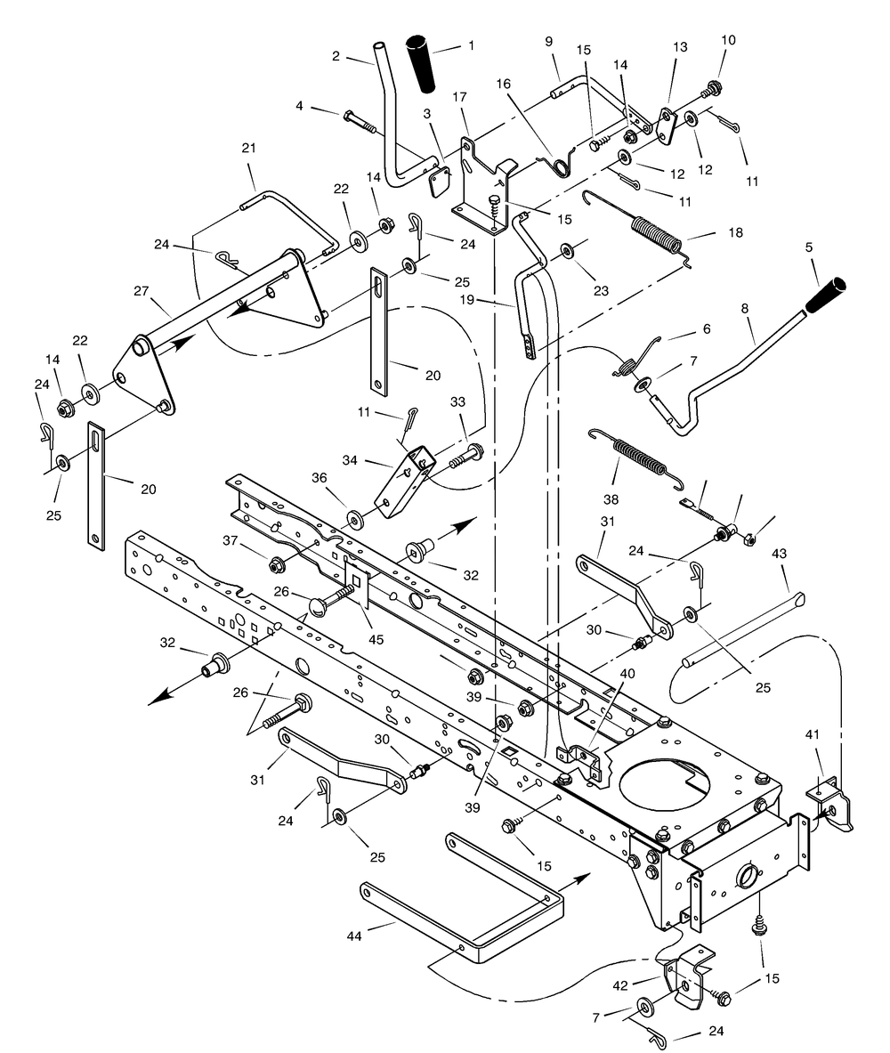 Mower Housing Suspension Diagram and Parts List for 425603X99A 2003 Briggs and Stratton Lawn Tractor
